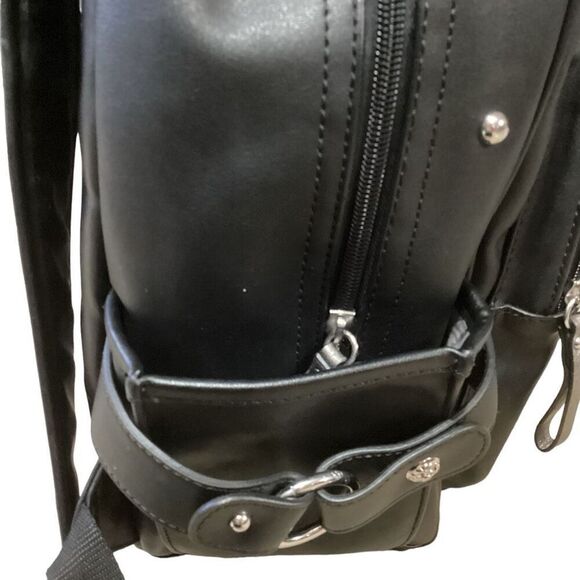 Miss Me Heather Ikat Embroidered Sequin Studded Black Faux Leather Backpack - Picture 11 of 12